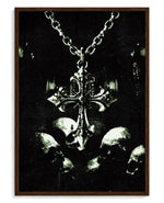 Memento Mori art print, framed in brown wood with acrylic glazing