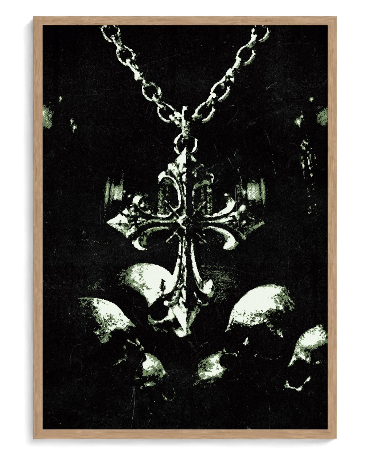 Memento Mori art print, framed in natural-wood frame with acrylic glazing