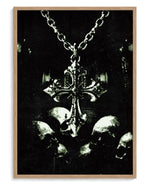 Memento Mori art print, framed in natural-wood frame with acrylic glazing
