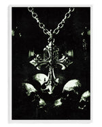 Memento Mori art print, framed in white wood with acrylic glazing