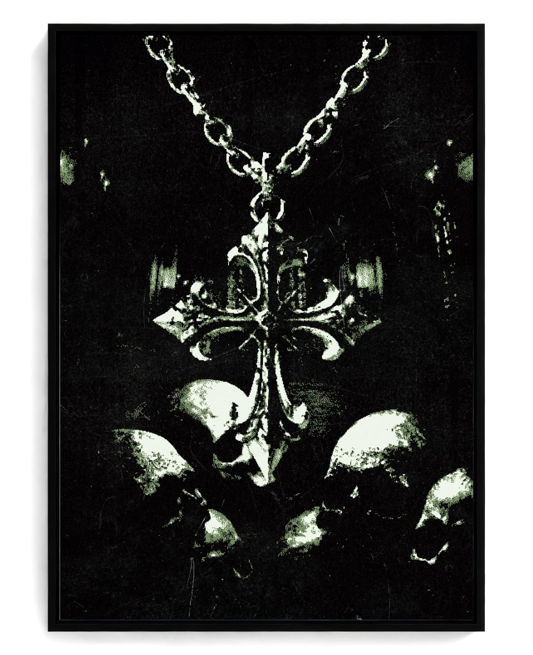 Memento Mori on hand-stretched cotton canvas, black floater frame