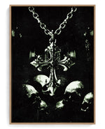 Memento Mori on hand-stretched cotton canvas, natural-wood floater frame
