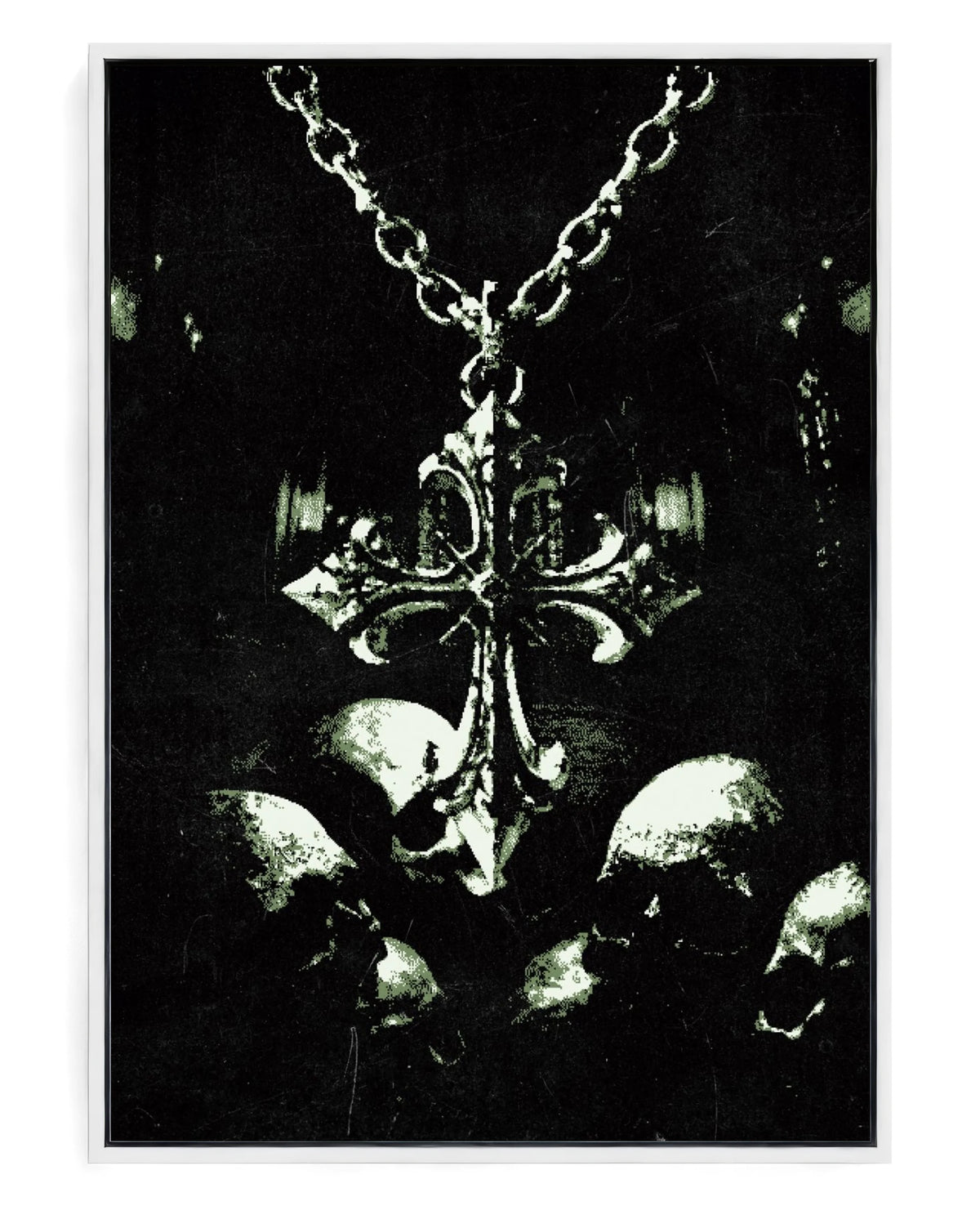 Memento Mori on hand-stretched cotton canvas, white floater frame